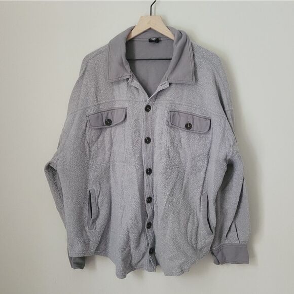 Pacsun Button Front Oversized Sweatshirt In Grey Size M/L - Picture 1 of 6